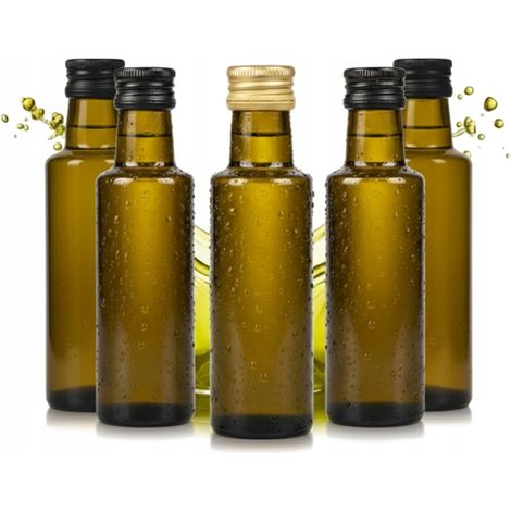 5 bottiglie Dorica da 100 ml con tappo antigoccia per olio, tinture, sciroppi (1/5)