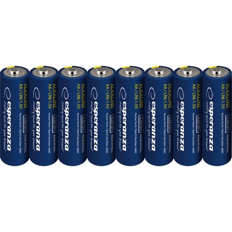 Piles alcalines AA Esperanza, lot de 8 (EZB103)