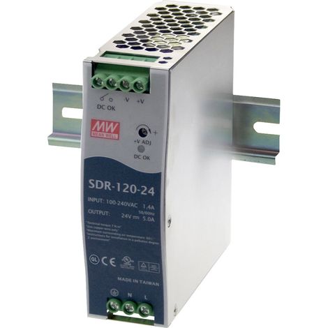Mean Well SDR-120-24 Hutschienen-Netzteil (DIN-Rail) 24 V/DC 5 A 120 W Anzahl Ausgänge:1 x Inhalt