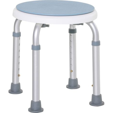Tabouret de douche siège de douche antidérapant tabouret de bain hauteur réglable pivotant à 360° en aluminium (1/5)