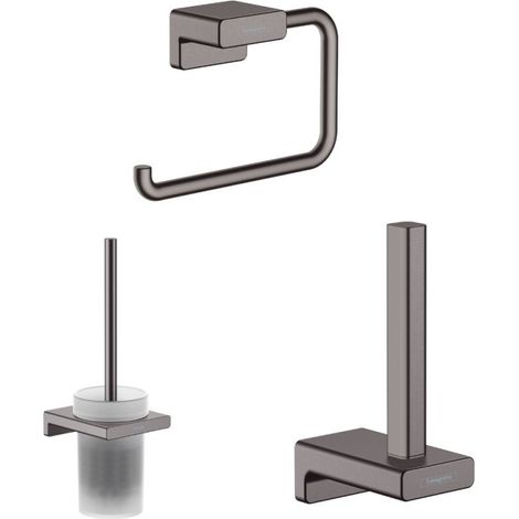 Porte-brosse WC HANSGROHE AddStoris + Porte-papier WC + Réserve porte-papier noir chromé brossé