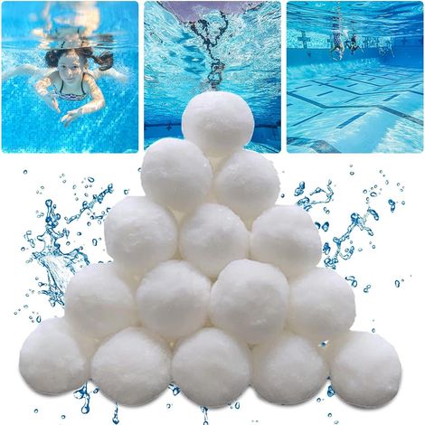 Bolas filtrantes para piscina de 900 g. Reemplazan 32 kg de arena para filtros de piscina. Medio filtrante de fibra para piscina. Bolas filtrantes para sistemas de filtración (900 g).