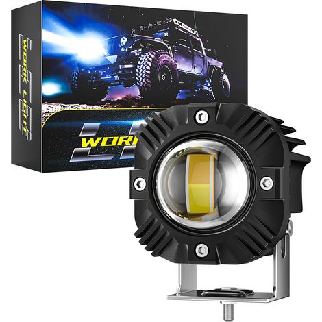 Phare Supplementaire Moto Laser 30W 17W Lentille Double Couleur Blanc Jaune Feux de Croisement Route 1700LM IP65 DC 9-30V pour Moto Scooter 4x4 Camion(4pcs) (1/5)
