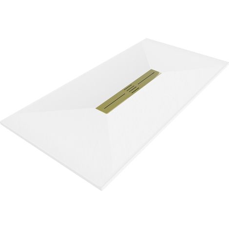 Mexen Toro plato de ducha rectangular SMC 180 x 70 cm, blanco, tapa dorada - 43107018-G (1/5)