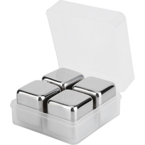 304 Stainless Steel Whiskey and Wine Stones, Reusable Ball-Shaped Ice Cubes with Box, Bar and Party Accessories (Set of 4) - AquaForge (1/5)