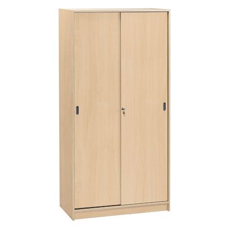 Armoire haute hêtre H 180 x L 90 cm portes coulissantes Essens - Maxiburo