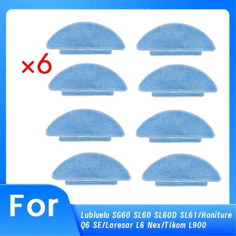 Lot de 8 chiffons de nettoyage pour aspirateurs robots SG60, SL60, SL60D, SL61, L6, Nex et L900 (pièces de rechange). (1/5)