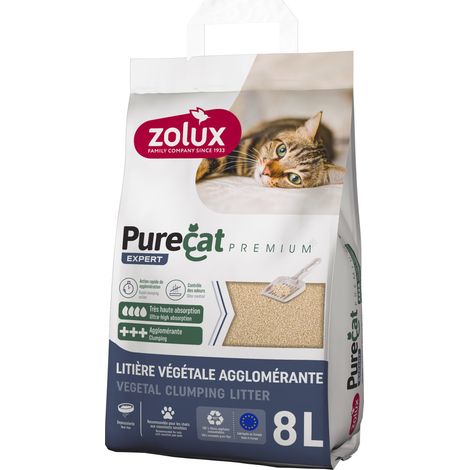 Litière végétale agglomérante premium 8 litres pour chat - zolux