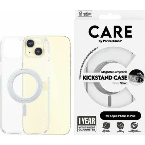 Étui pour iPhone 15 Plus PanzerGlass avec béquille et MagSafe argent (1/4)