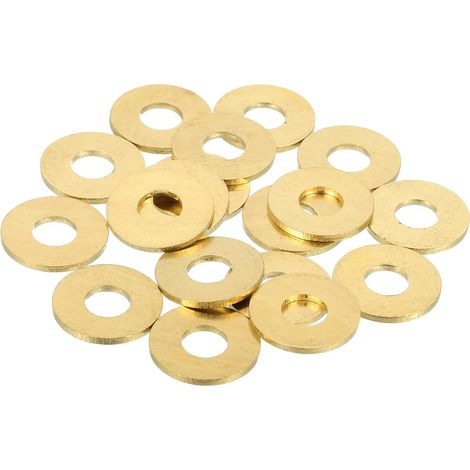 18Pcs Rondelle Métal Plate Laiton, Kit Rondelles Cuivre M8 Rondelles Écraseuses Assortiment, 8mm DI, 20mm DE, 1.5mm D'Épaisseur Pour Boulons Vis Réparation, Construction (1/5)