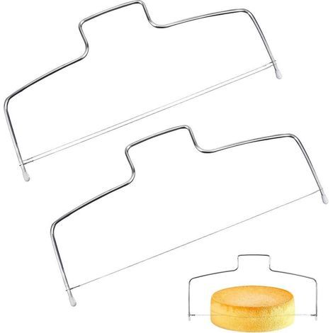 Cortador de pasteles recto de 2 piezas, cortador de pasteles profesional nivelador, cortador de pasteles recto con línea ajustable, herramienta de nivelación de cocina para pasteles de cumpleaños de v (1/4)