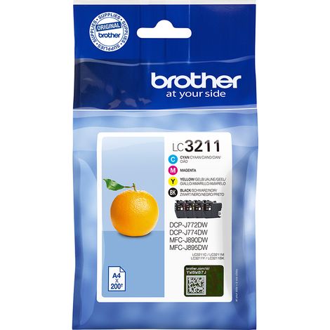 Brother LC3211 Pack de 4 cartouches 1 noire + 3 couleurs pour imprimante jet d'encre
