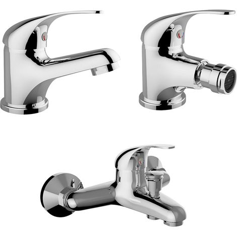 Set miscelatori lavabo bidet e vasca Italia in ottone cromo