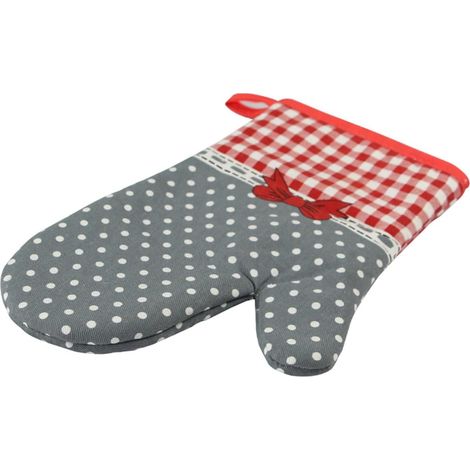 Gants de cuisine de Noël (1 pièce) - Gants de cuisson pour four et micro-ondes - Gants isolants à pois pour micro-ondes - Gants anti-brûlures - Gants
