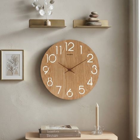 Natural Wood Effect Cut-Out Wall Clock (1/2)
