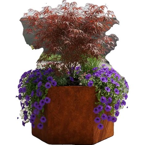 Blumentopf, Cortenstahl, Rostfinish, Bronze (1/2)