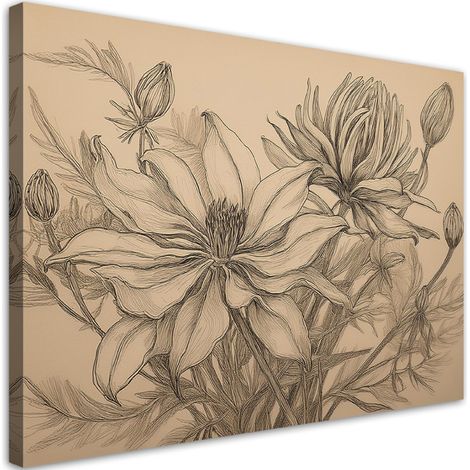 Quadro su tela, Fiori di piante beige - 120x80 (1/5)