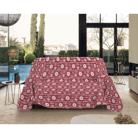 Telo Arredo Made in Italy in Cotone Grandfoulard Copritutto Copridivano Copriletto-Teli Sofà Arredatutto-Drappeggio-Arazzo-Copridivano Grand Foulard Letto Matrimoniale - Timone Rosso