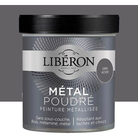 Peinture métallisée pour métal antirouille – Finition poudrée gris acier – 0,5 L – Résistante aux taches et chocs – Lessivable – Liberon (1/3)