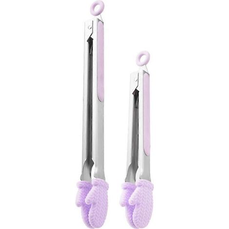 Pinces à pain et aliments pour barbecue, pinces à steak extensibles anti-brûlure haute température, outils de barbecue, violet (violet) (1/5)