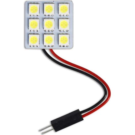 Luci Pannello 9 LED Interno Auto SMD Luce Fredda 6000K Per Interni Auto Tettuccio 2 Watt Alimentazione 12 V Adattatore T10 (1/2)