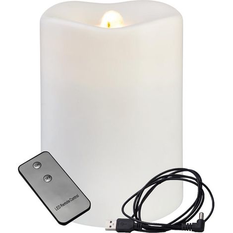 Star Trading Bougie LED 'Water Candle', avec fontaine, télécommande, USB, H 14cm