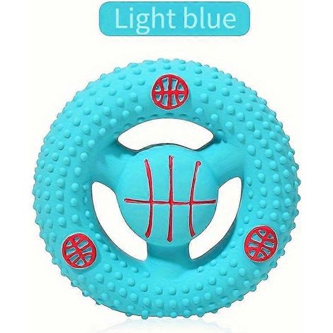 Juguete masticable para perros con diseño de baloncesto, anillo interactivo con sonido para el rechinamiento de dientes y el juego de lanzar y recoger, 1 pieza. (1/5)