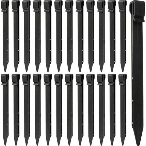 25 Pièces Piquets de Sol en Plastique, 25CM Piquets de Bordure de Paysage Robustes Piquets de Tente Pointes d'ancrage pour Tentes Planche Terrasse Bordure Pelouse Jardin Extérieur (Noir)