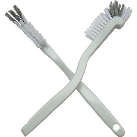 2 pièces Brosse à vaisselle, brosse de nettoyage de cuisine, brosse à lait, brosse à récurer pour salle de bain, brosse à carrelage d'angle pour évier avec poils durs (blanc) (1/5)