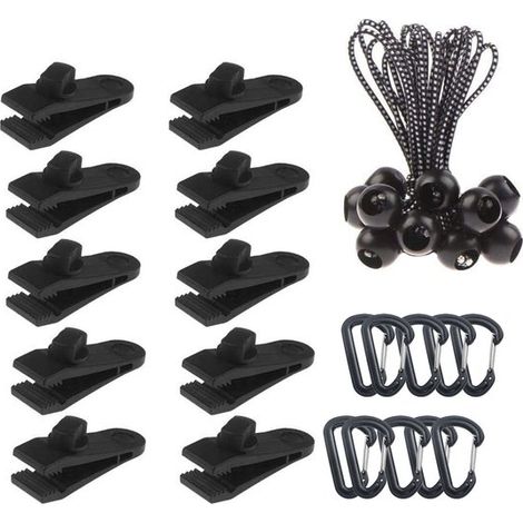 Ensemble de 30 pinces pour bâche, fixations pour bâche, pinces pour toile, pour le camping, les caravanes, les pique-niques, œillets, pinces pour tente, toile à voile (1/5)