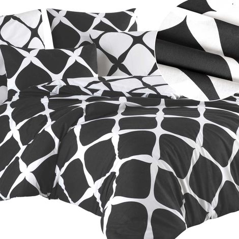 Bettwäsche-Set 200x220 Baumwolle, PRODUKTPOLISH klassischer Stil NOIR schwarz-weiß (1/5)