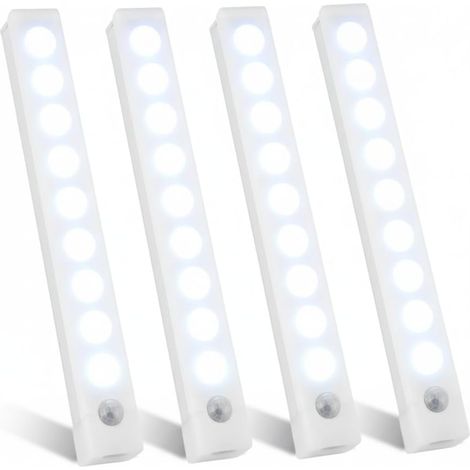 4 Pcs Under Cupboard Kitchen Lights, Motion Sensor Lights Indoor Rechargeable Wardrobe Light Magnetic Under Counter Light 4 Modes, Stepless Dimming, for Kitchen Stairs Closet Bedroom Wardrobe (1/5)