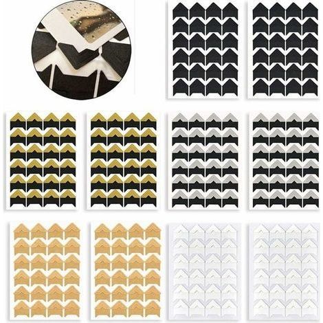 Autocollants auto-adhésifs pour coins de photos, albums photos, carnets de voyage, carnets de mémoire ou produits laitiers (240 pièces multicolores) (1/4)