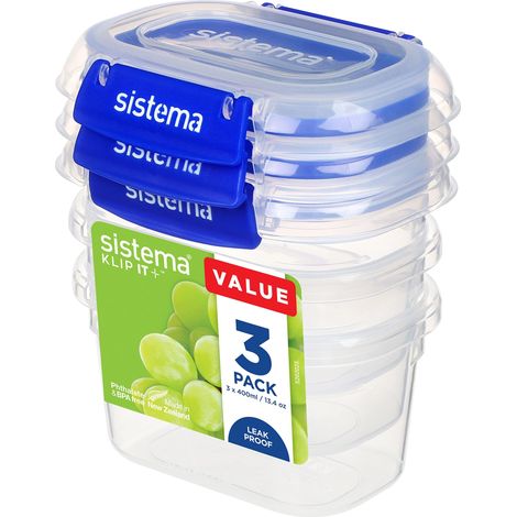 400ml Rectangle Klip It Plus 3 Pack (4) (1/5)