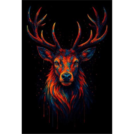 Affiche encadrée cerf majestueux art coloré