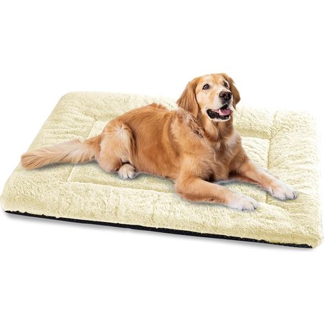 Hundebett, große Hundematte, 122 x 75 cm, waschbare, superweiche, wasserdichte Hundematratze mit rutschfester Unterseite, Beige (1/5)