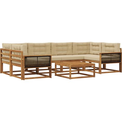 Outdoor Sofa Set with Cushion 7 pcs Natural and Beige vidaXL (1/5)