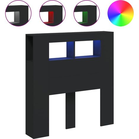 Cabecero con LED madera de ingeniería negro 100x18,5x103,5 cm vidaXL