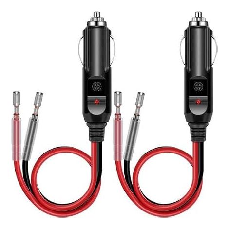 2 Pièces Adaptateur Prise Mâle pour Allume Cigare 12V 24V, Fiche Allume Cigare Voiture avec Fusible 15A et Câble d’Alimentation 16AWG, pour Pompe à Air Tasse Chauffante Onduleur Auto Moto (1/5)