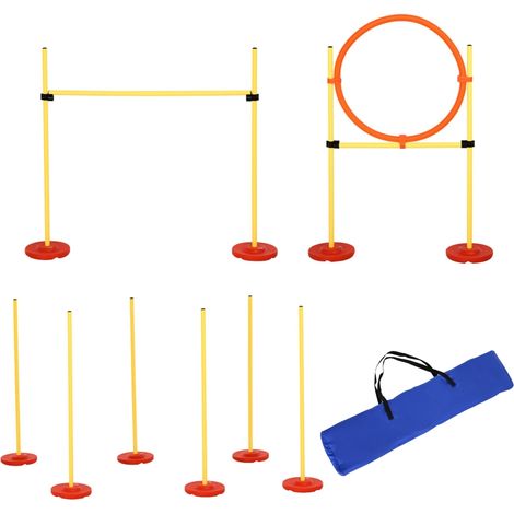 Ensemble de haies d’entraînement 3 en 1 pour chiens, avec sac de transport inclus, facile à déplacer, couleur jaune, idéal pour l’entraînement en agility, les jeux extérieurs et les séances d’éducatio (1/5)