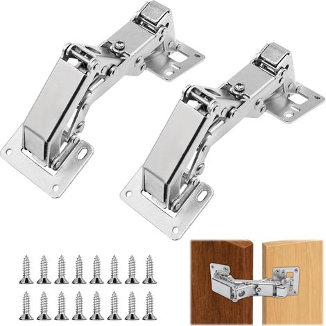 Charnières de Porte D'armoire à 175 Degrés, 2 Pièces Tampon Hydraulique Caché Avec 16 vis Charnière de Porte à Grand Angle, Avec Amortissement Tampon - 8  8  3 cm (1/5)