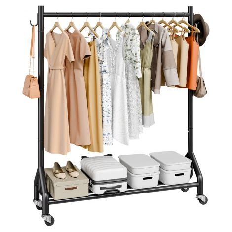 Portant à vêtements avec roulettes porte-manteau robuste en acier (1/5)
