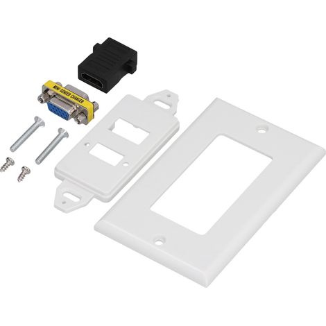 Panneau mural HDMI + VGA avec prise audio vidéo composite, plaque de connexion femelle pour câbles, couvercle mural (1x HDMI + 1x VGA) (1/5)