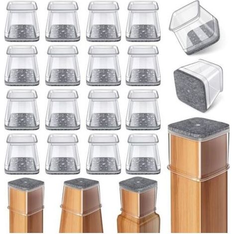 Lot de 24 protections carrées en feutre de silicone pour pieds de chaise, pour parquets (dimensions : 1-1/16\\ (1/4)