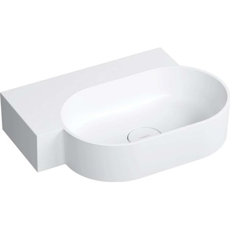 OMNIRES Ovo M+ - Waschbecken 56 x 39 cm, ohne Überlauf, ohne Armaturenloch, links, weiß matt OVO555UWLBM (1/5)