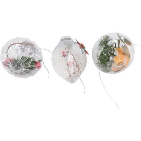 12 Boules de Noël Transparentes Incassables Écologiques PET Soufflé Décoration Fête 6165 (1/5)