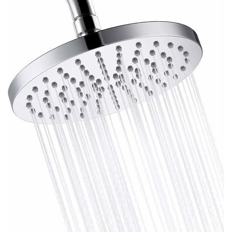Pommeau de douche fixe 20 cm / 8" anticalcaire, pivotant pour salle de bain. (1/5)