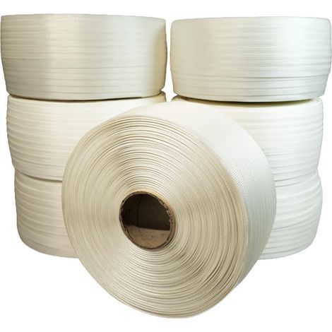 Los von 7 Umreifungsbander Geflochtenes 16 mm x 850 m enthält 1 GRATIS - Hochfestes Umreifungsband 450kg - TECPLAST LFT1