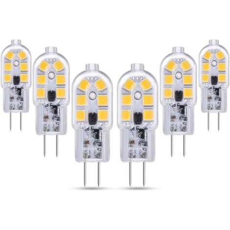 G4 LED 2W 12V AC/DC Blanc Froid 6000K pour Hotte Aspirante, 200lm, Équivalent Ampoule Halogène G4 10W 20W, non dimmable, Bi-pin LED G4 12V pour Lustre/Camping-car, lot de 6 (1/5)