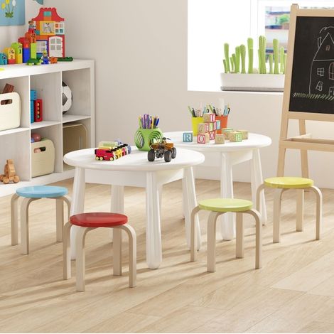 CHICFURN 4 taburetes apilables 36x36x30 cm de contrachapado de abedul multicolor (1/5)
